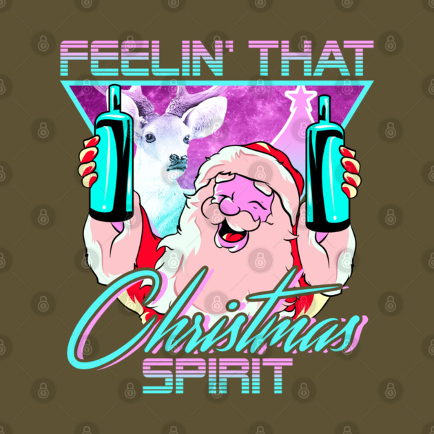 Retro Vaporwave Santa XMAS Spirit Funny Drinking Humor by creative