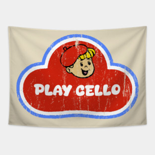 Play Cello Play-Doh style design Tapestry