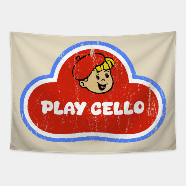 Play Cello Play-Doh style design Tapestry by Sarcasm Design