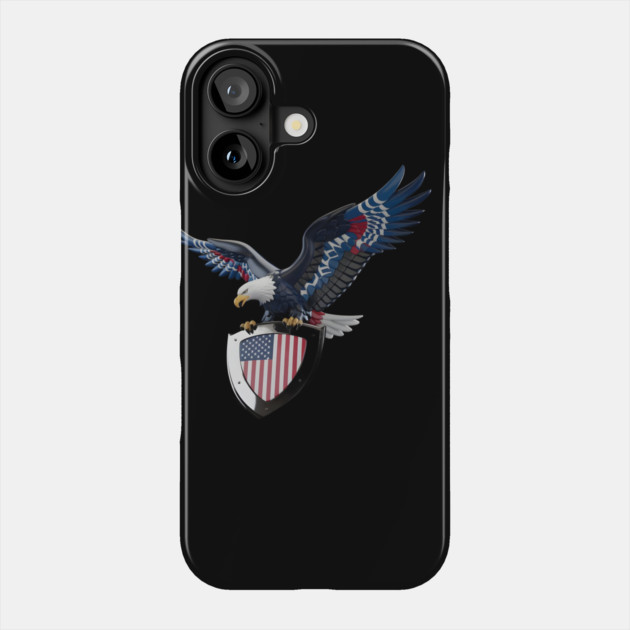 Three-Dimensional Emblem Featuring an Eagle with Outstretched Wings Perched Atop a Shield Phone Case by animegirlnft