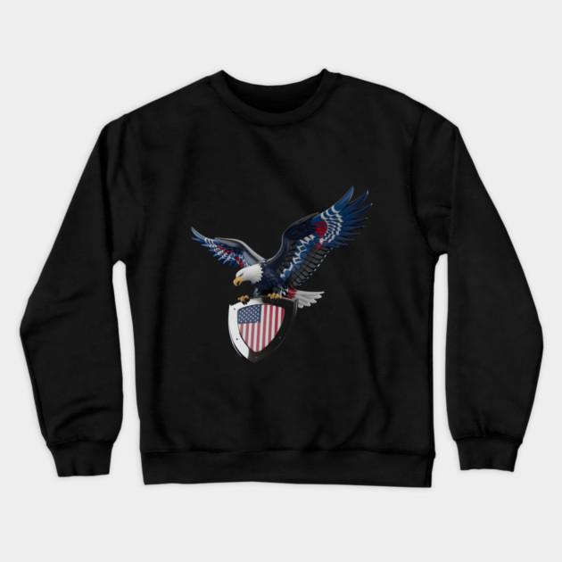Three-Dimensional Emblem Featuring an Eagle with Outstretched Wings Perched Atop a Shield Crewneck Sweatshirt by animegirlnft