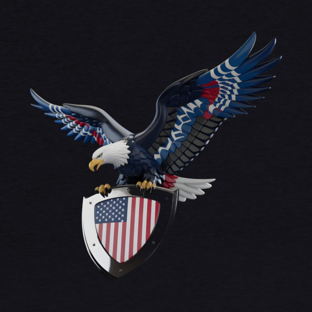 Three-Dimensional Emblem Featuring an Eagle with Outstretched Wings Perched Atop a Shield by animegirlnft