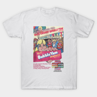 Distressed Vintage Retro 80's Bubble Gum Ad 5 great flavors and sugarless T-Shirt