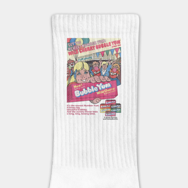 Distressed Vintage Retro 80's Bubble Gum Ad 5 great flavors and sugarless by Joaddo