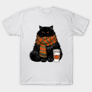 Autumn Vibes Coffee Cat T-Shirt