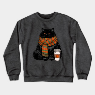 Autumn Vibes Coffee Cat Crewneck Sweatshirt
