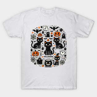 Spooky Halloween Cats, For Cat Lover T-Shirt