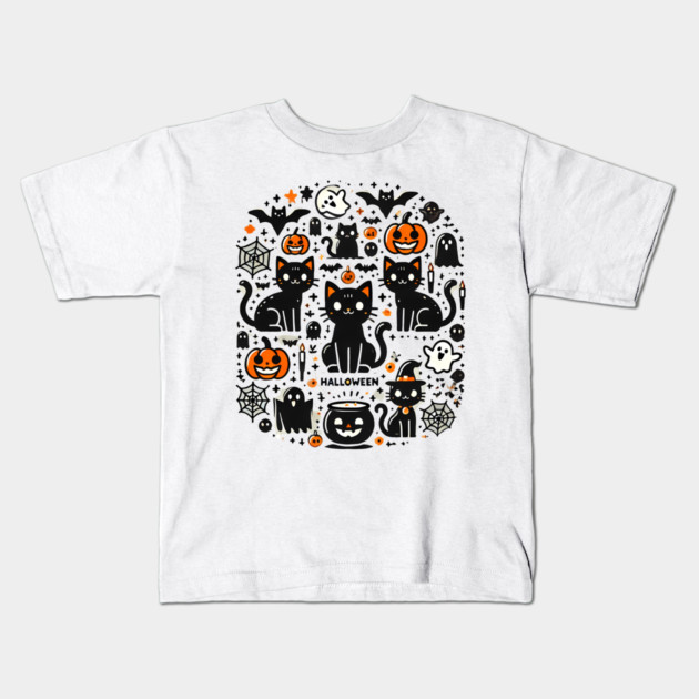 Spooky Halloween Cats, For Cat Lover Kids T-Shirt by logiamerch