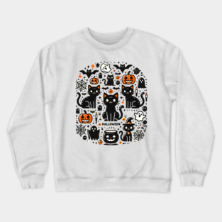 Spooky Halloween Cats, For Cat Lover Crewneck Sweatshirt