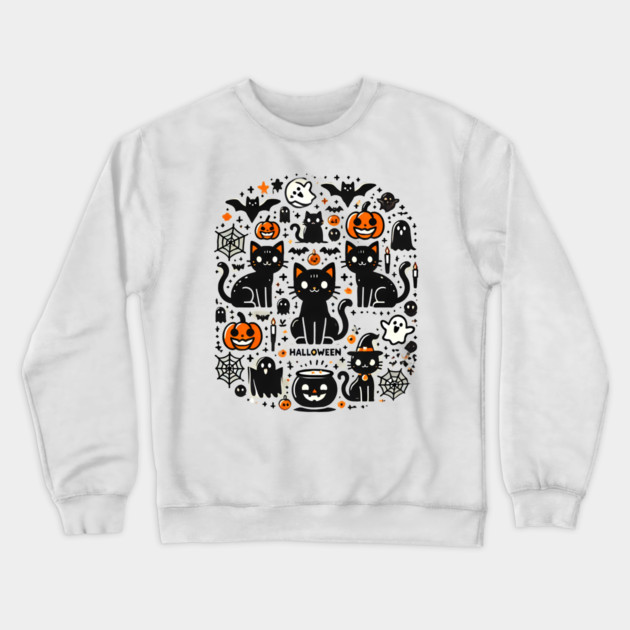 Spooky Halloween Cats, For Cat Lover Crewneck Sweatshirt by logiamerch