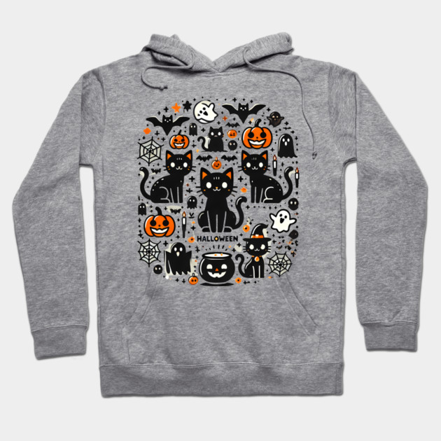 Spooky Halloween Cats, For Cat Lover Hoodie by logiamerch