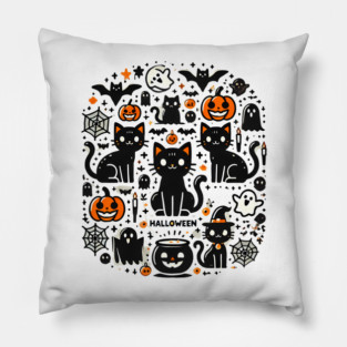 Spooky Halloween Cats, For Cat Lover Pillow