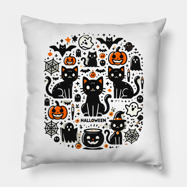 Spooky Halloween Cats, For Cat Lover Pillow by logiamerch