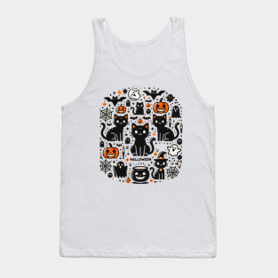 Spooky Halloween Cats, For Cat Lover Tank Top