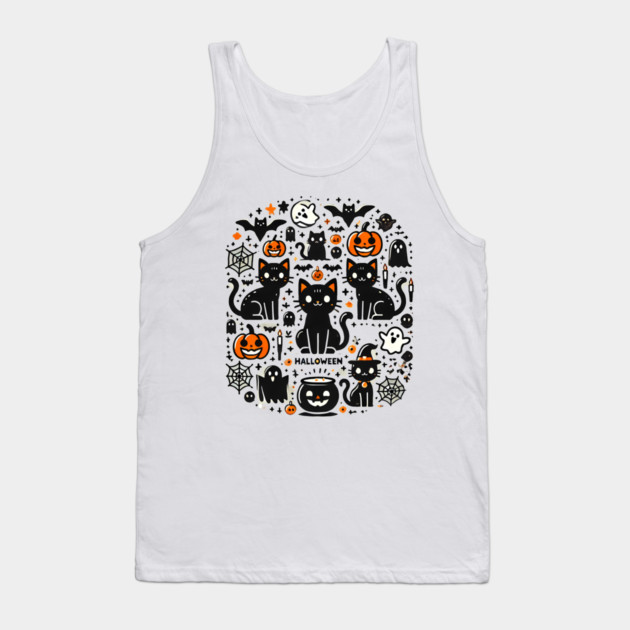 Spooky Halloween Cats, For Cat Lover Tank Top by logiamerch