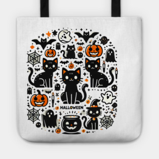 Spooky Halloween Cats, For Cat Lover Tote