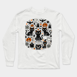 Spooky Halloween Cats, For Cat Lover Long Sleeve T-Shirt