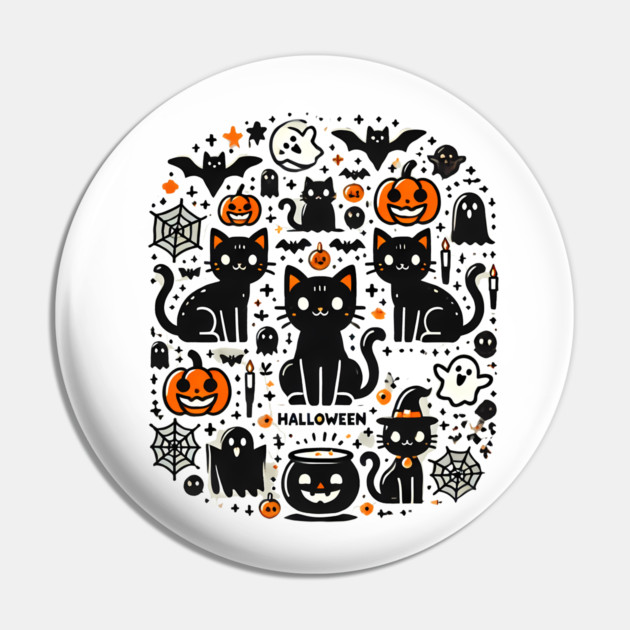 Spooky Halloween Cats, For Cat Lover Pin by logiamerch
