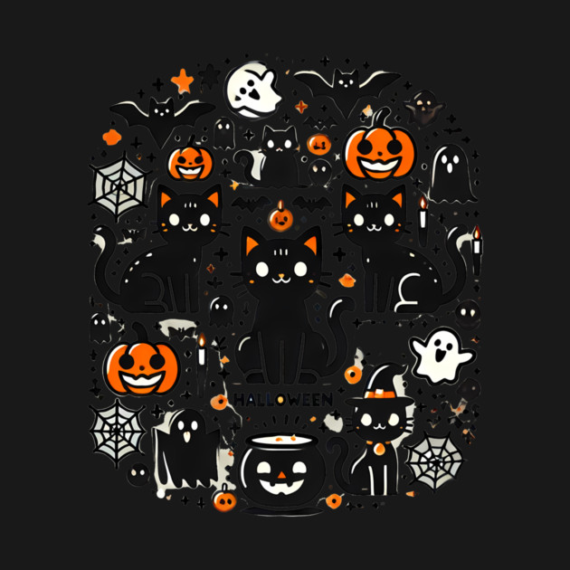 Spooky Halloween Cats, For Cat Lover by logiamerch