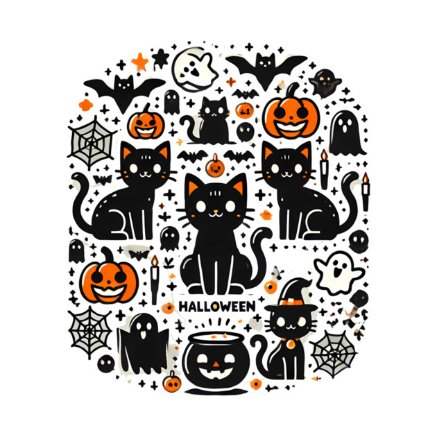 Spooky Halloween Cats, For Cat Lover by logiamerch