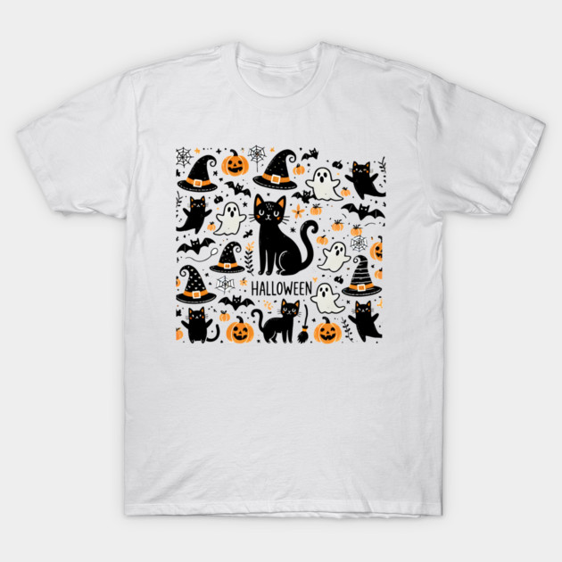 Spooky Halloween Cats, For Cat Lover T-Shirt by logiamerch