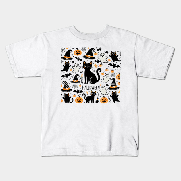 Spooky Halloween Cats, For Cat Lover Kids T-Shirt by logiamerch