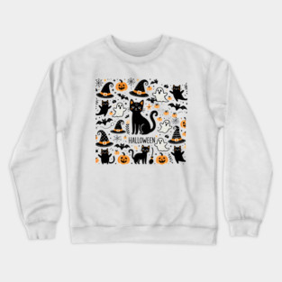 Spooky Halloween Cats, For Cat Lover Crewneck Sweatshirt