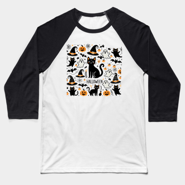 Spooky Halloween Cats, For Cat Lover Baseball T-Shirt by logiamerch