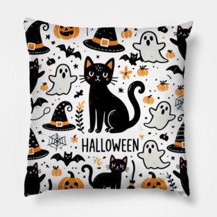 Spooky Halloween Cats, For Cat Lover Pillow