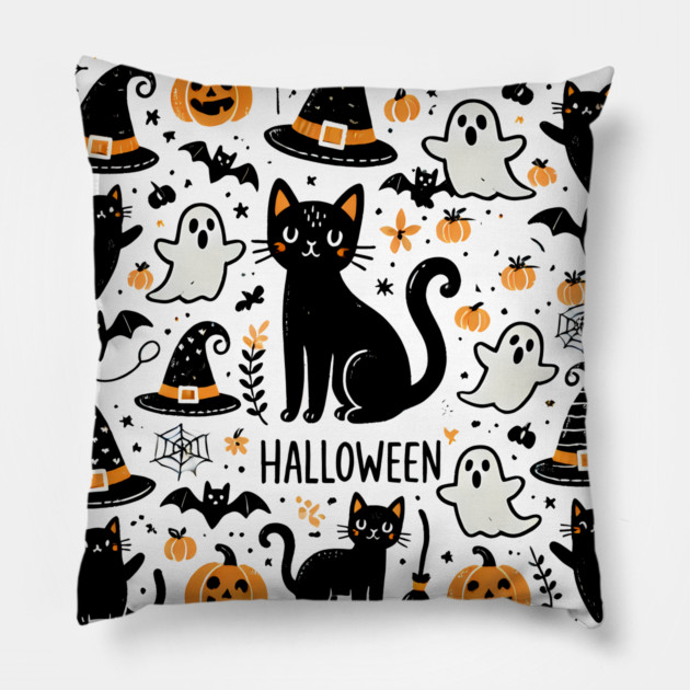Spooky Halloween Cats, For Cat Lover Pillow by logiamerch