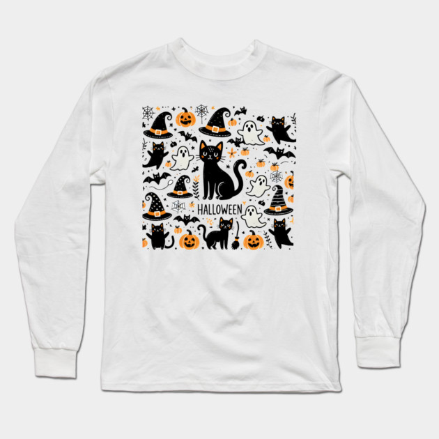 Spooky Halloween Cats, For Cat Lover Long Sleeve T-Shirt by logiamerch