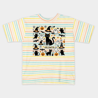 Spooky Halloween Cats, For Cat Lover Kids T-Shirt