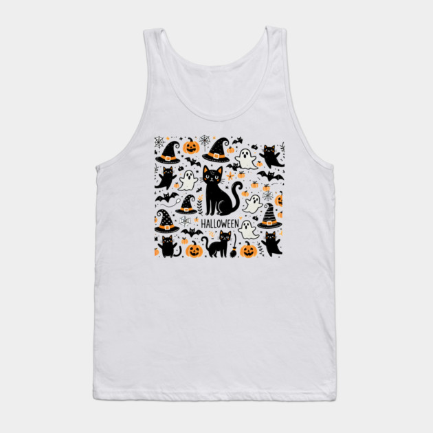 Spooky Halloween Cats, For Cat Lover Tank Top by logiamerch