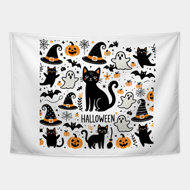 Spooky Halloween Cats, For Cat Lover Tapestry by logiamerch