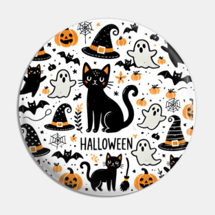 Spooky Halloween Cats, For Cat Lover Pin