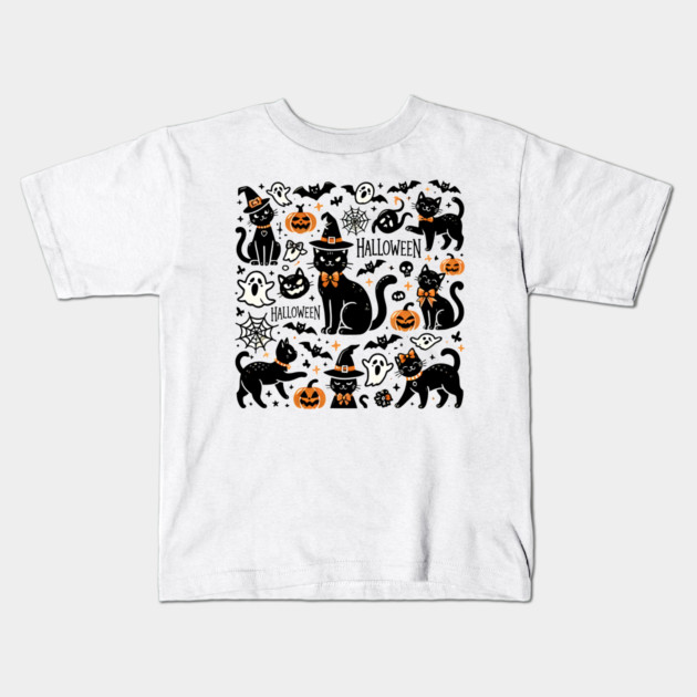 Spooky Halloween Cats, For Cat Lover Kids T-Shirt by logiamerch