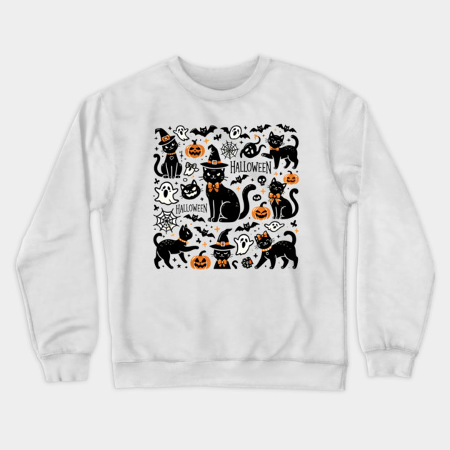 Spooky Halloween Cats, For Cat Lover Crewneck Sweatshirt by logiamerch