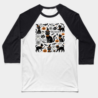 Spooky Halloween Cats, For Cat Lover Baseball T-Shirt