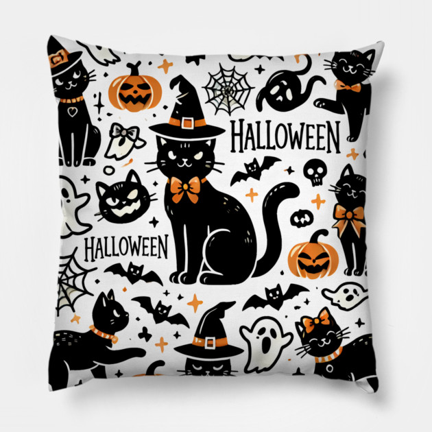 Spooky Halloween Cats, For Cat Lover Pillow by logiamerch