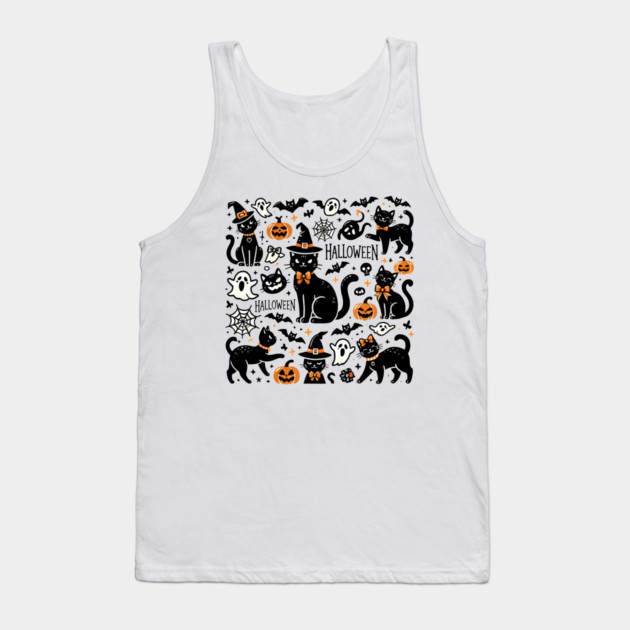 Spooky Halloween Cats, For Cat Lover Tank Top by logiamerch