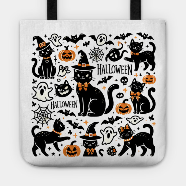 Spooky Halloween Cats, For Cat Lover Tote by logiamerch