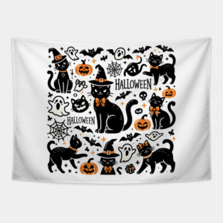 Spooky Halloween Cats, For Cat Lover Tapestry