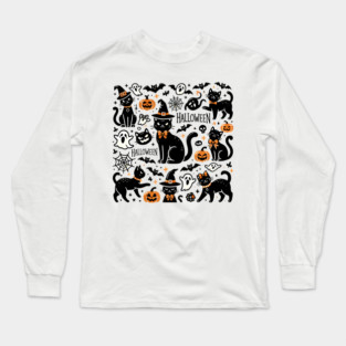 Spooky Halloween Cats, For Cat Lover Long Sleeve T-Shirt