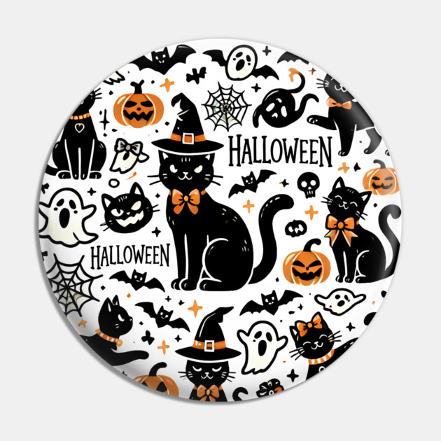 Spooky Halloween Cats, For Cat Lover Pin by logiamerch