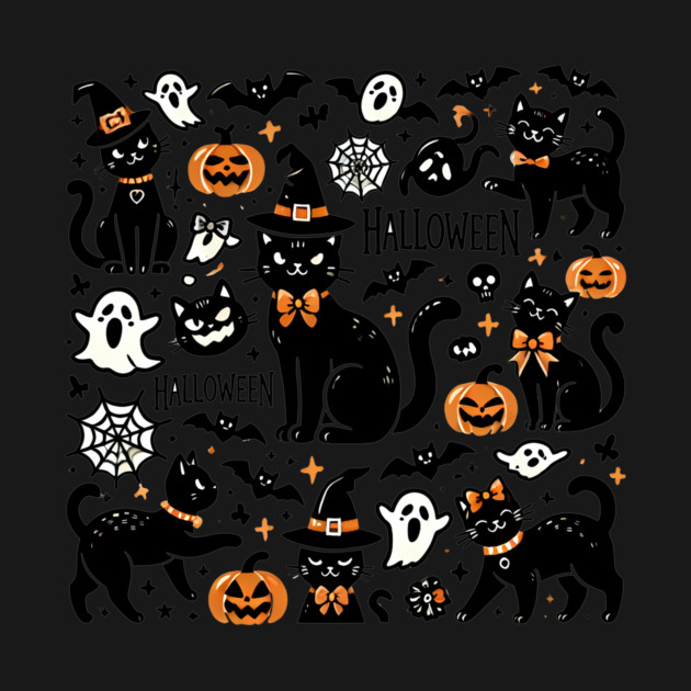 Spooky Halloween Cats, For Cat Lover by logiamerch