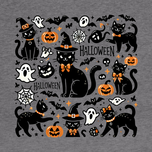 Spooky Halloween Cats, For Cat Lover by logiamerch