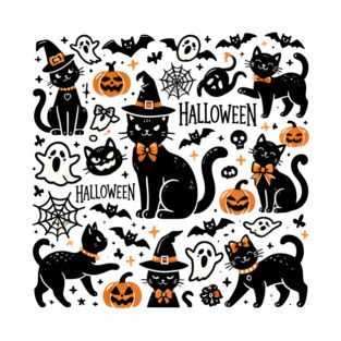 Spooky Halloween Cats, For Cat Lover T-Shirt