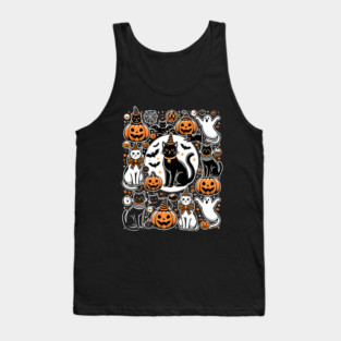 Spooky Halloween Cats, For Cat Lover Tank Top