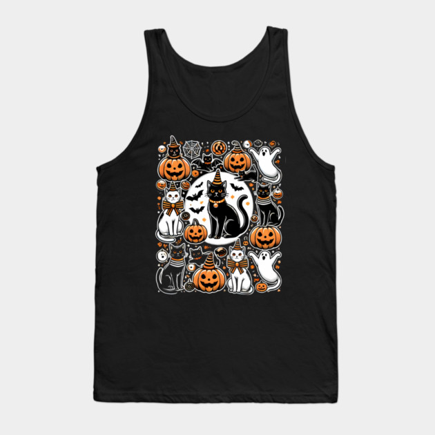 Spooky Halloween Cats, For Cat Lover Tank Top by logiamerch