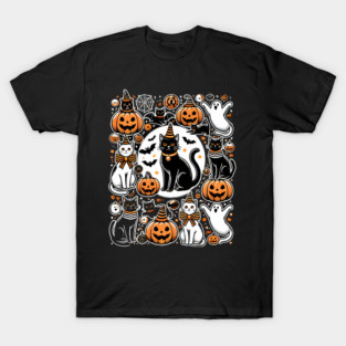 Spooky Halloween Cats, For Cat Lover T-Shirt